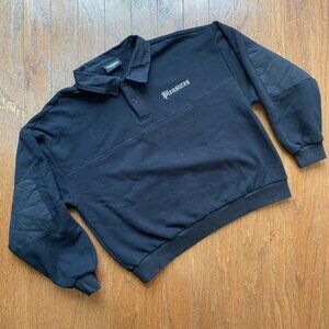 Pleasures Rugby Polo Sweatshirt Black Embroidered Medium